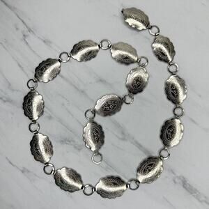 Womens Western Southwestern Concho Silver Tone Chain Belt XS/Small (XS/S) ✨